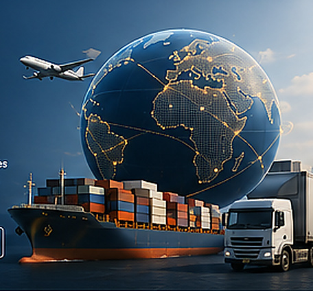 Original AI-generated global sourcing and logistics visual